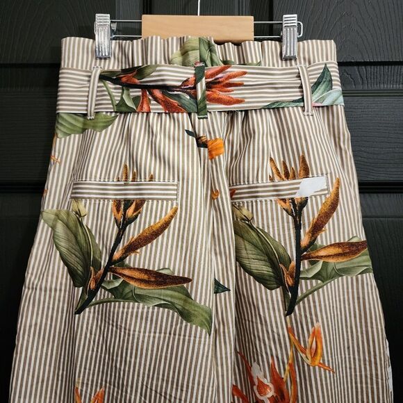 ZARA Floral and Striped Poplin Culottes - Picture 10 of 14